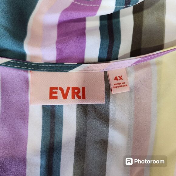 Evri Sleeveless Blouse Womens 4X Multicolor Candystripe Summer Rainbow Colorful - Picture 4 of 4